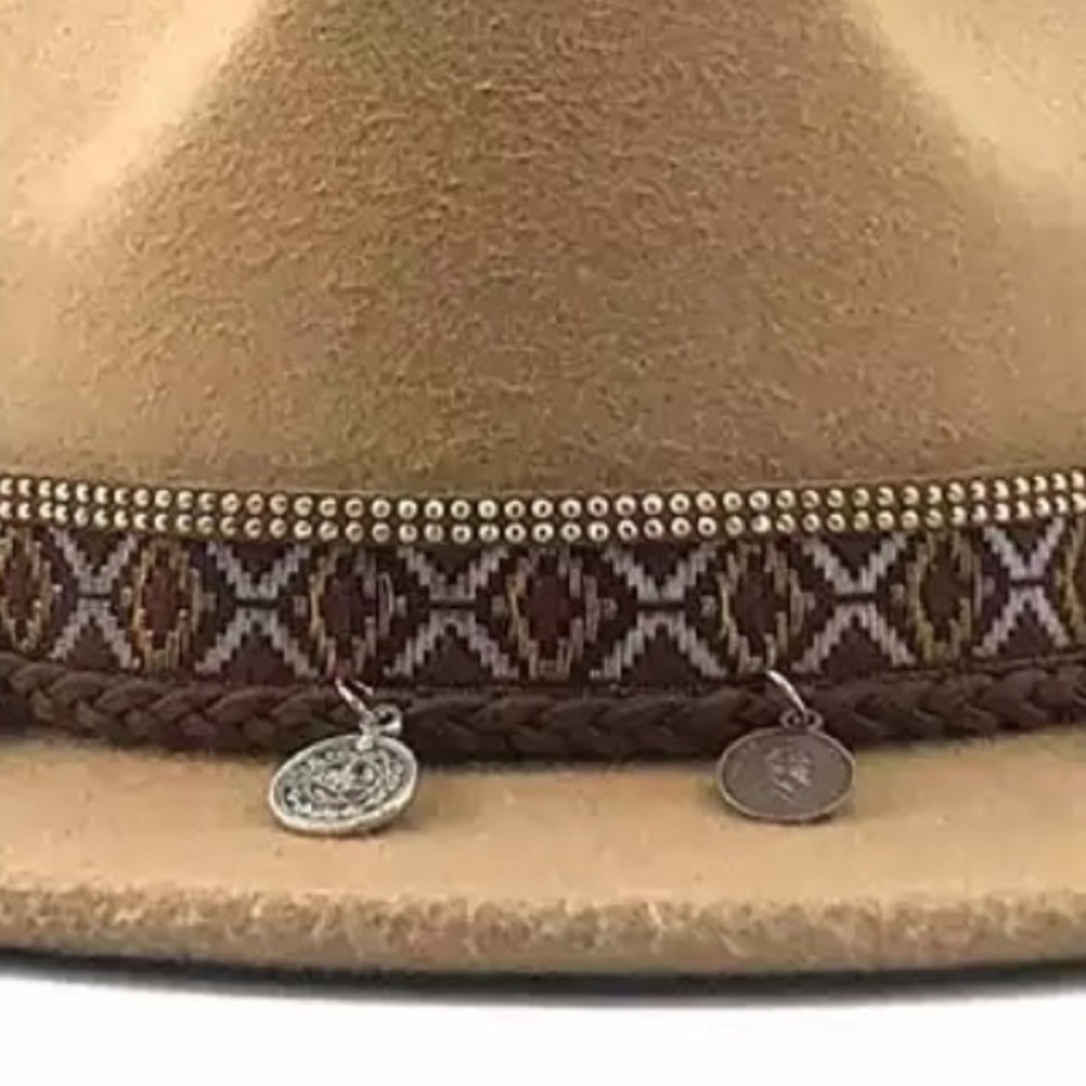 Wool Boho Western Brocade Coin Hat - Picture 3 of 3